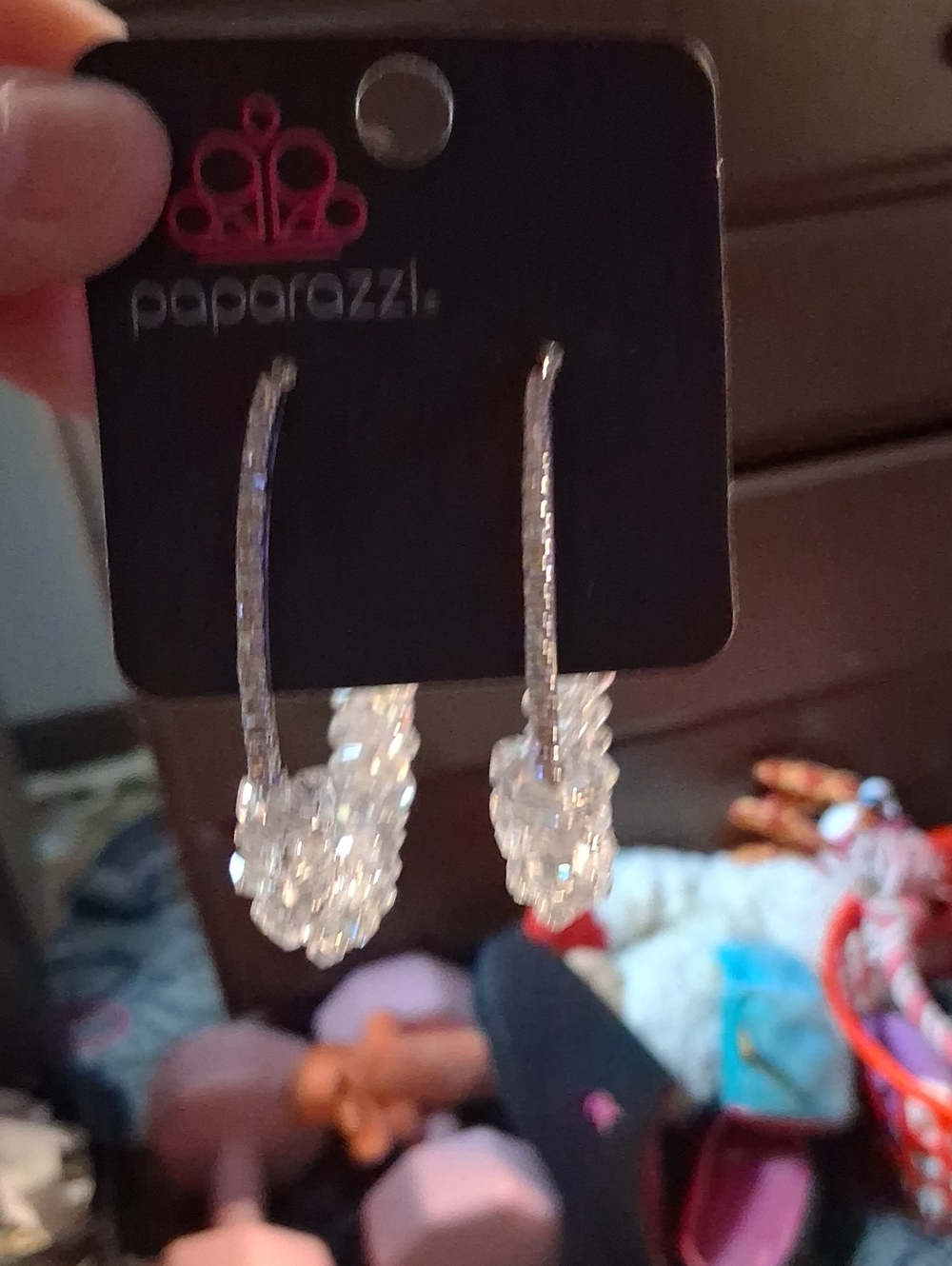 paparazzi Clear Crystal Cluster Drop Earrings - Silver Tone